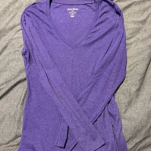 Long sleeve purple shirt.